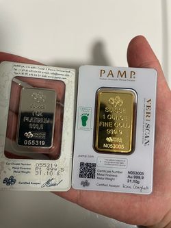 COLLECTIBLES $150 FOR BOTH PAMP Suisse 1 oz Gold & Platinum Bar Set