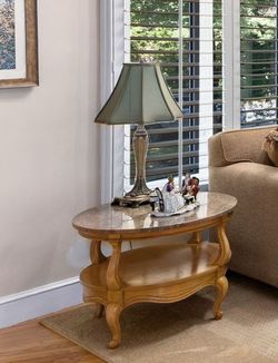 wooden side table marble top