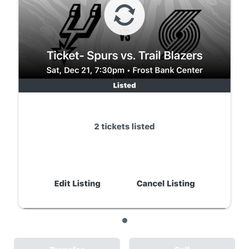 San Antonio Spurs Vs Portland Trailblazers 2 Tickets Aisle Seats December 21 Row 2