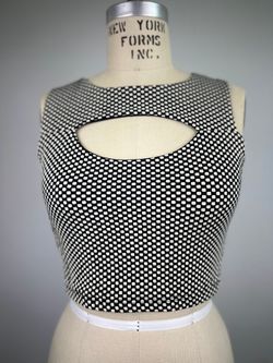 The Vintage Shop Black White Micro Checkered Keyhole Crop Top Small