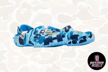 Brand new bape x crocs blue camouflage