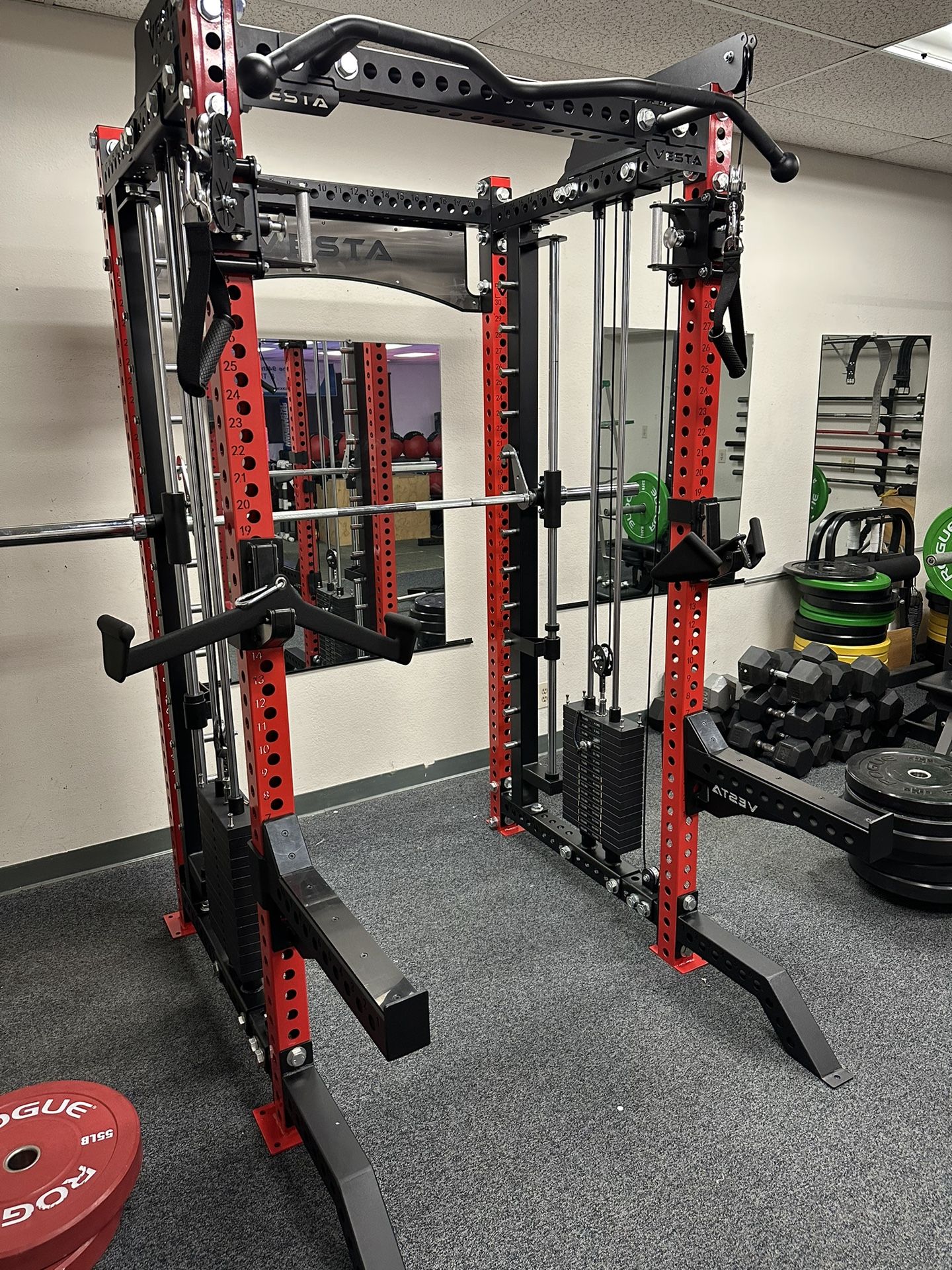 Vesta Fitness PRO SERIES Ultimate Half Rack Functional Trainer w/Smith Machine Bar | 320lb Stack | Gym Equipment | Fitness | Commercial | Squat Rack