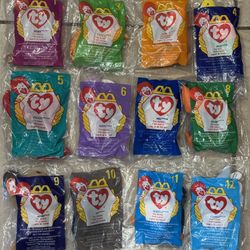 Complete set of 12 McDonald's 1998 Ty Teenie Beanie Babies