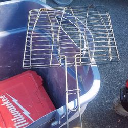 Grill Basket Folding Meat BBQ Fish Grilling Skewer Kit Stainless Steel New USA