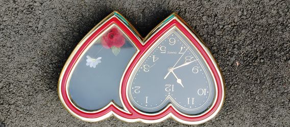 Vintage wall clock heart-shaped