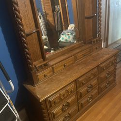 ALL for 185.00 Solid Wood Dresser Mirror & Chest Of Drawers