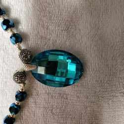 Blue Crystal Necklace W/ Pendant
