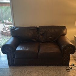 Brown Leather Love Seat