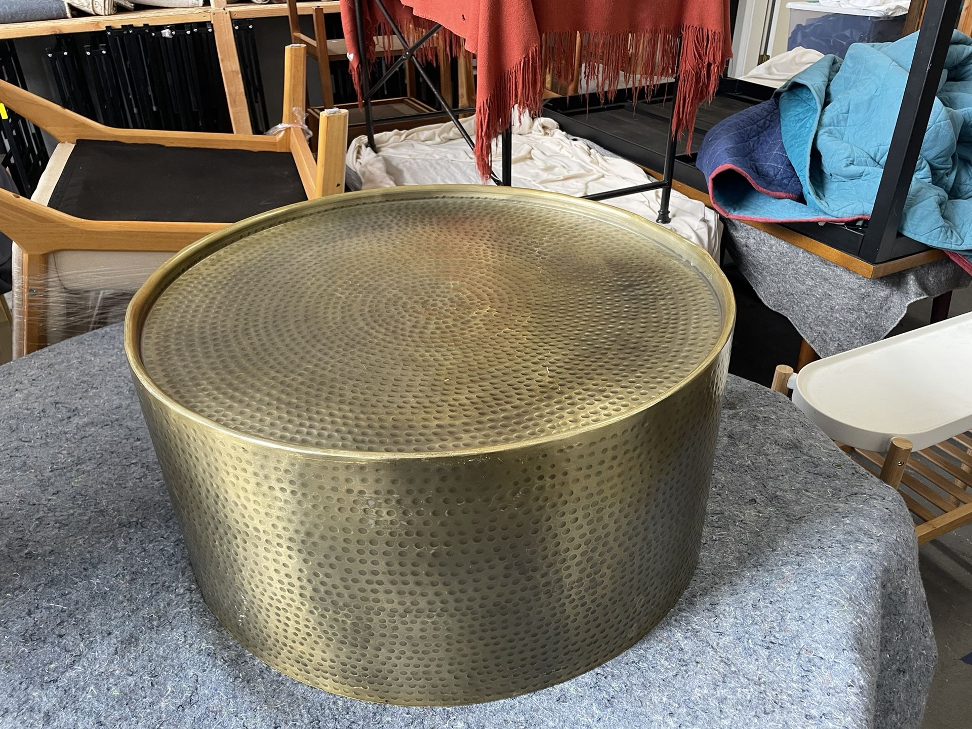 Gold Drum Coffee Table 