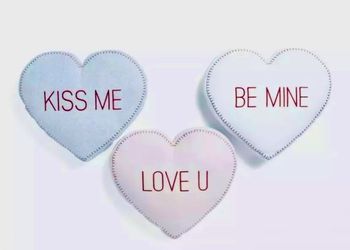 Valentines Day Heart Pillows Set Of 3 Soft Wool