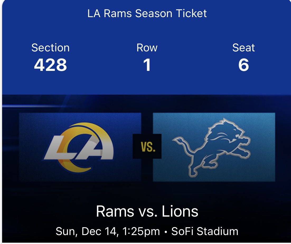 LA Rams Vs Detroit Lions 12/14/25