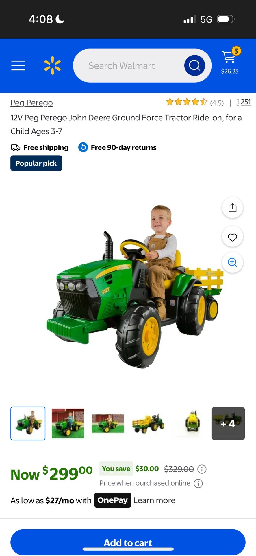 Peg Perego 12V John Deere Ground Force Ride-on Tractor