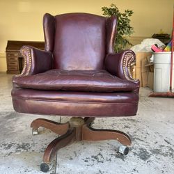 Classic Leather Desk Swivel Chair 