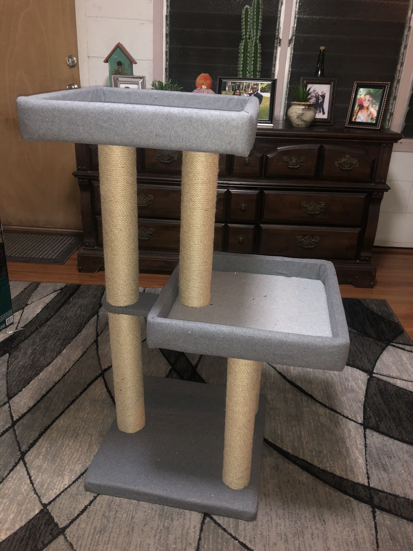 Cat tower with scratch posts