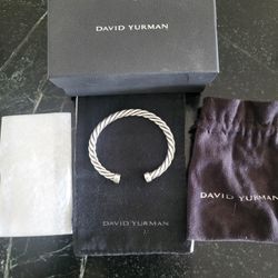 Unisex David Yurman Silver Cuff With Black Onyx
