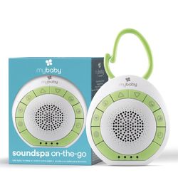 MyBaby Baby Sound Machine, White Noise Sound Machine for Baby, Travel, Nursery and On The Go. 4 Soothing Sounds, Integrated Clip, Small and Lightweigh