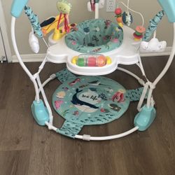 Costway Baby Stationary Activity Center Infant Jumper with Removable Foot Pad Unisex Blue