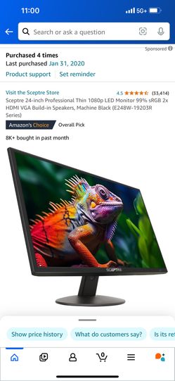 2 22” Sceptre & Viewsonic Monitors With Vivo Monitor Stand