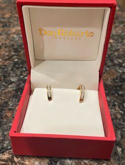 Yellow gold and real Diamond hoop earrings new