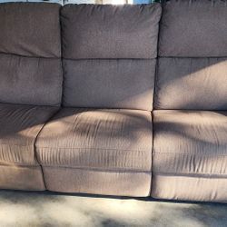 Beige Power Reclining Sofa Couch