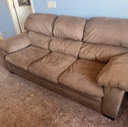 Brown Fabric 3-Seat Sofa