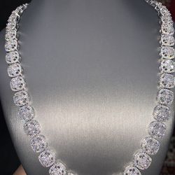 925 Silver With 39.5 CT Moissanite Diamond Chain