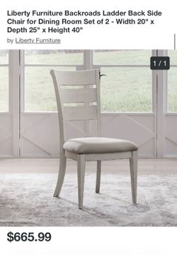 Set of 2 Liberty Furniture Backroads Ladder Back Side Chair for Dining Room - Weathered White