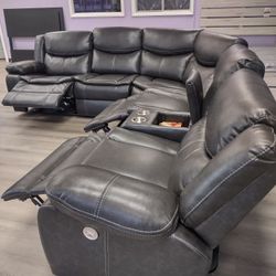 New Power Sectional Sofa With Three Power Recliners On Sale Now Don't Miss