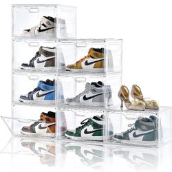 8 Pack Shoe Boxes Clear Plastic Stackable