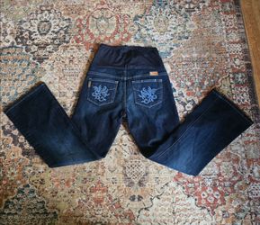 Paige maternity jeans with embroidered back pockets, size 28 #maternity #embroidered