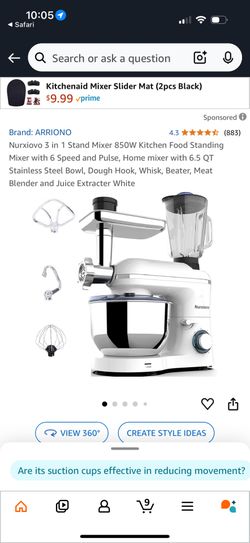 Nurxiovo 3 in 1 Stand Mixer 850W Kitchen Food Standing Mixer
