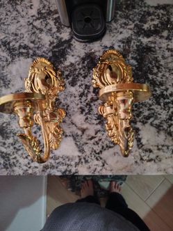 Pair of Gold Baroque Wall Candle Sconces
