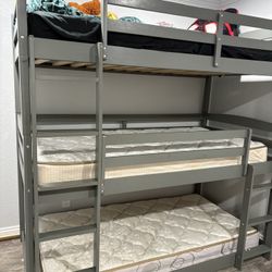 Solid Wood Triple Bunk Bed – Great Condition $375 OBO