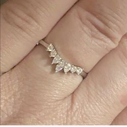 Tiara Crown Diamond Silver Ring S925 Sz 6,7,8 Thumbnail
