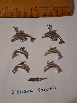 7 Pieces Sterling Silver Dolphin Charms