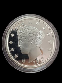 1913 Liberty Head 'V' Nickel Commemorative Round 2ozt .999 Fine Silver
