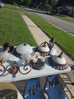 Light fixtures and ceiling fan