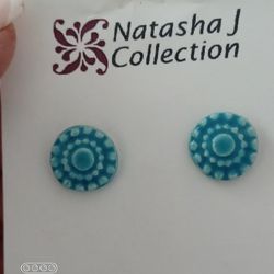 NATASHA J COLLECTION TURQUOISE CERAMIC EARRINGS
