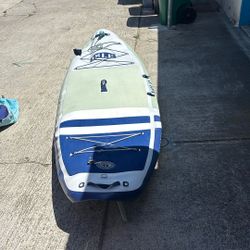 Isle Blow Up Paddleboard used Nice! With Backpack Carrier And Extra Fin 
