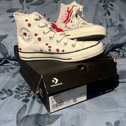 New Womens Converse Chuck Taylor All Star Hearts And Roses High-Top Sneaker - White