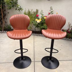 Set Of 2 Swivel Bar Stools- Adjustable Height 
