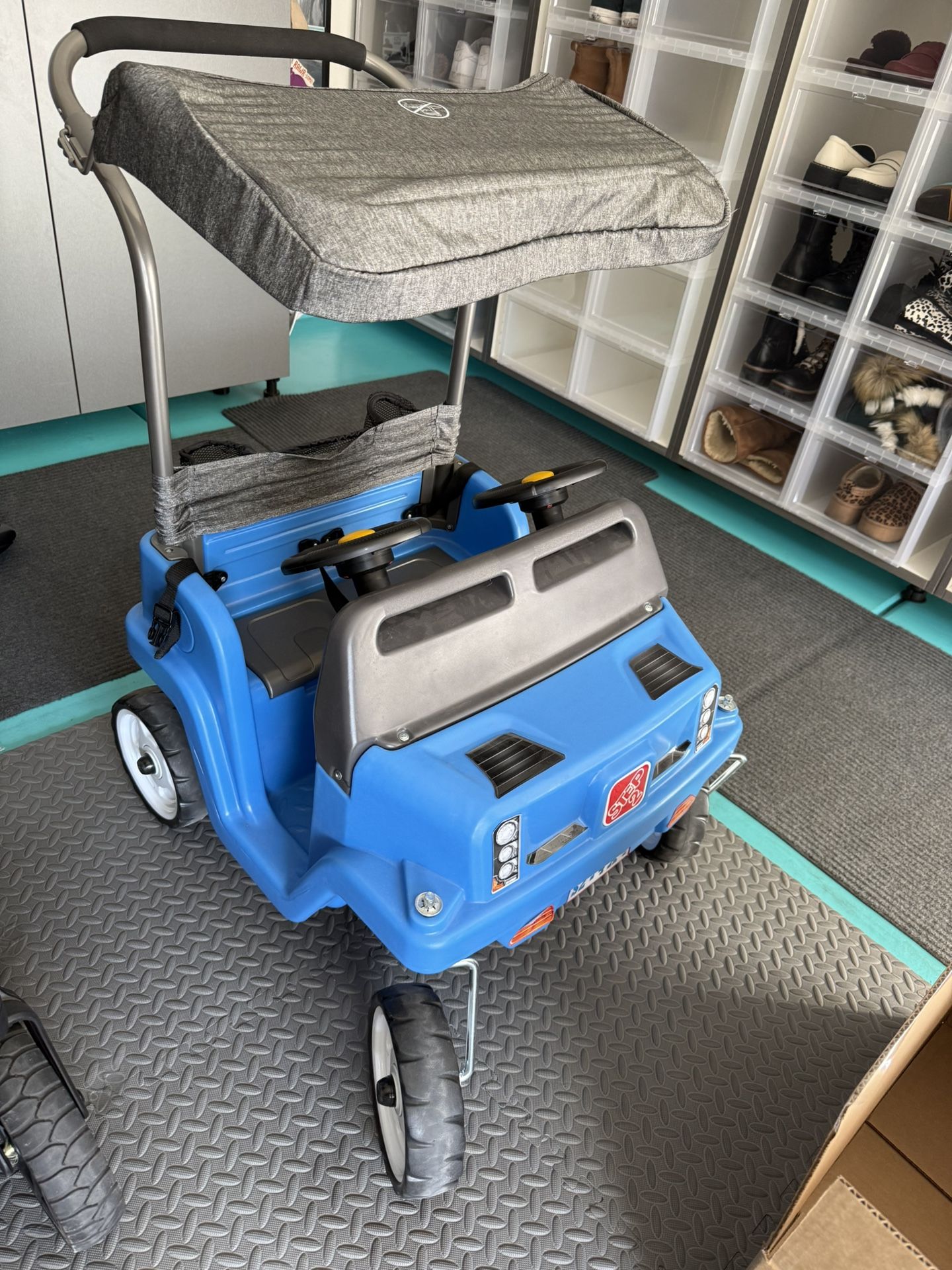 Step2 Side-by-Side Push Around SUV Blue Two-Seater Stroller Push Car for Toddlers