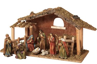 GIL 9 Pc 15.25" L Resin Nativity Sc Christmas, 15.25InL x 5.25InW x 8.25InH, Multicolor