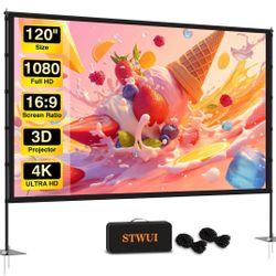 Outdoor-Projector-Screen-with-Stand - 120 inch Portable Projector Screen Indoor Outdoor