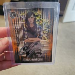 The walking dead, Carl Grimes, Chandler Riggs, Autographed Topps Trading Card