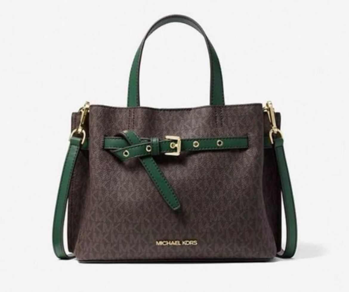 Michael Kors Emilia Small Logo Satchel in Racing Green, new with tags