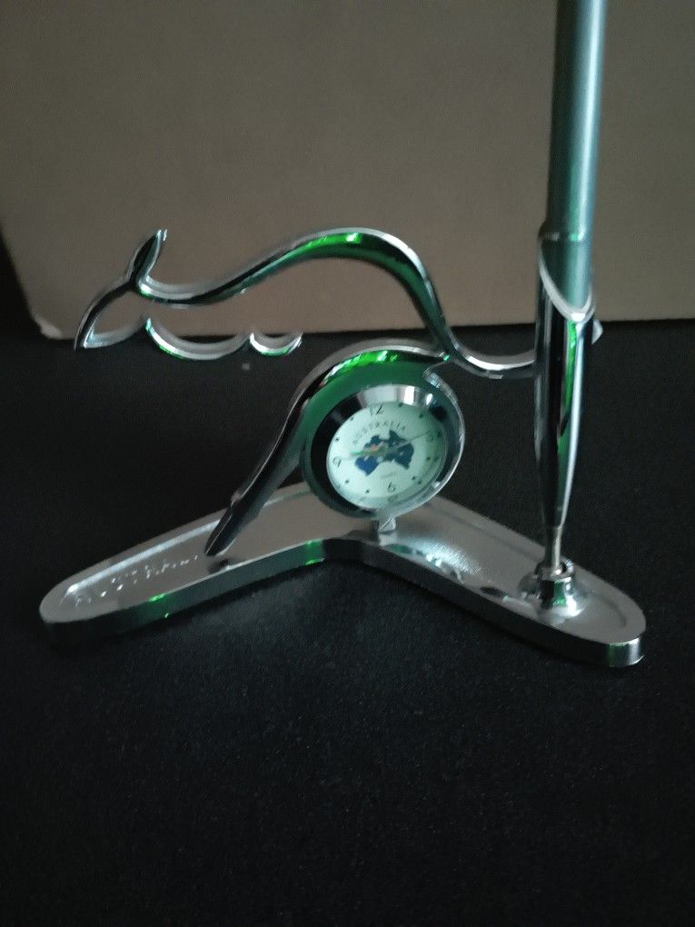 Vintage Detailed Chrome Kangaroo And Clock Works 