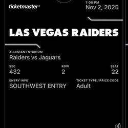 Raiders vs Jags Game Tickets (2)