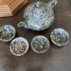 Vintage Tea Set Made Out Of Stone 