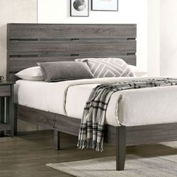 Brand New Rustic Grey Platform Queen Bed 